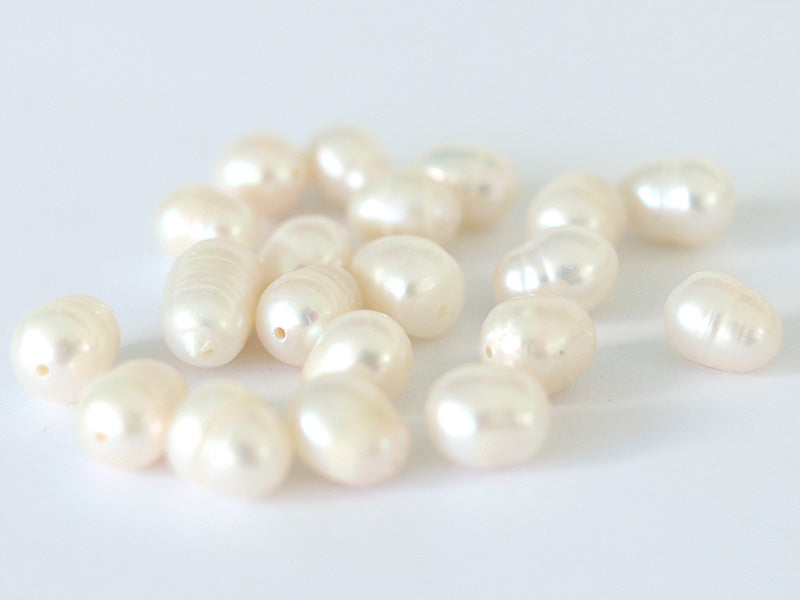 Achat 20 perles de culture - forme grain de riz - 7/8 mm