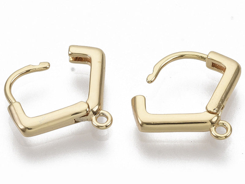 Achat Paire de boucles d'oreilles huggies - forme triangle - 13 x 13 x 2,5 mm - doré à l'or fin 18K