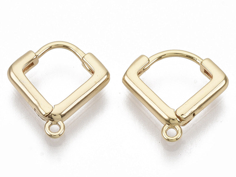 Achat Paire de boucles d'oreilles huggies - forme triangle - 13 x 13 x 2,5 mm - doré à l'or fin 18K