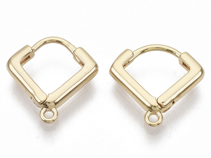 Achat Paire de boucles d'oreilles huggies - forme triangle - 13 x 13 x 2,5 mm - doré à l'or fin 18K