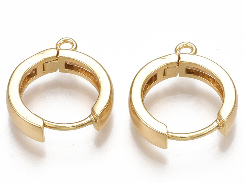 Achat Paire de boucles d'oreilles huggies - anneau rond - 16,5 x 14,5 x 3,5 mm - doré à l'or fin 18K