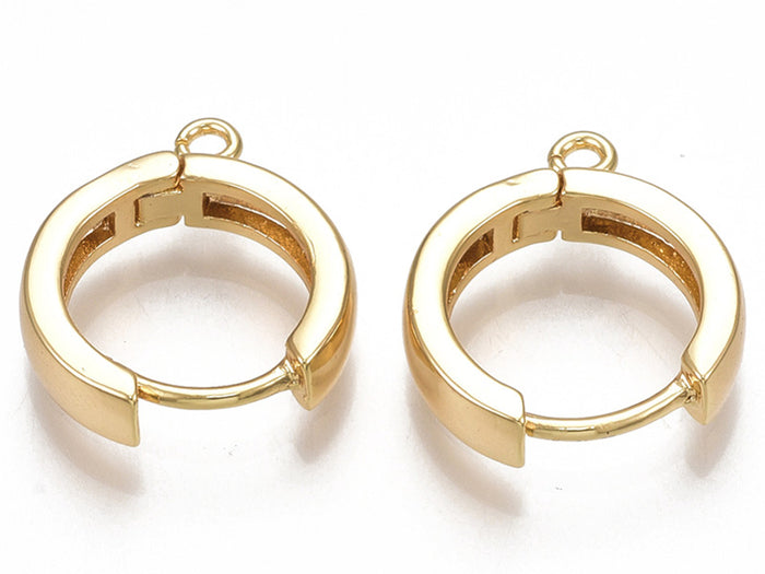 Achat Paire de boucles d'oreilles huggies - anneau rond - 16,5 x 14,5 x 3,5 mm - doré à l'or fin 18K