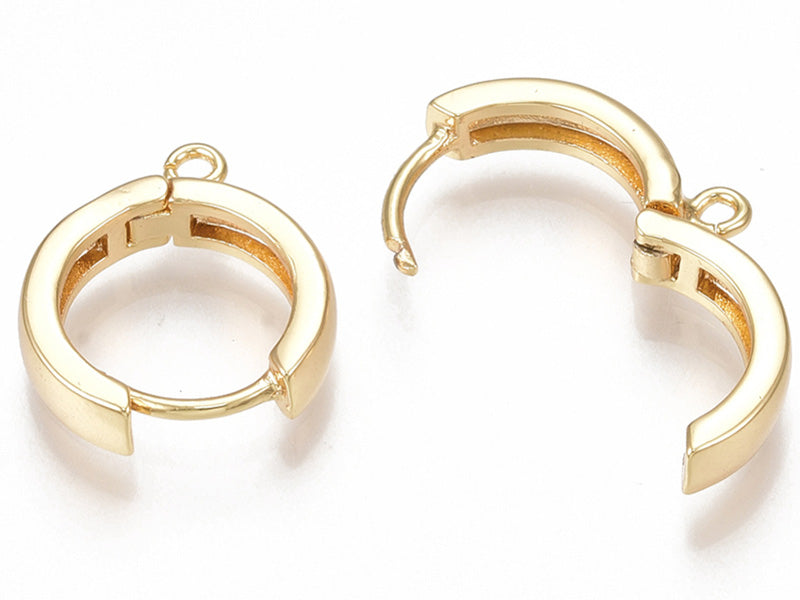 achat Paire de boucles d'oreilles huggies - anneau rond - 16,5 x 14,5 x 3,5 mm - doré à l'or fin 18K