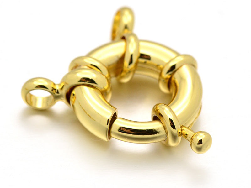 Achat Fermoir à anneau à ressort - 17 x 6 mm -  doré à l'or fin 18K