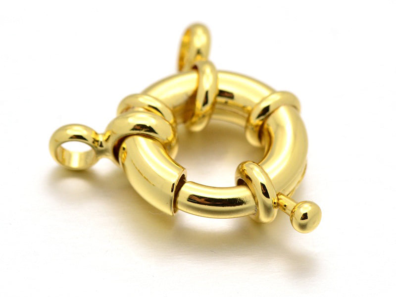 Achat Fermoir à anneau à ressort - 15 x 5 mm -  doré à l'or fin 18K