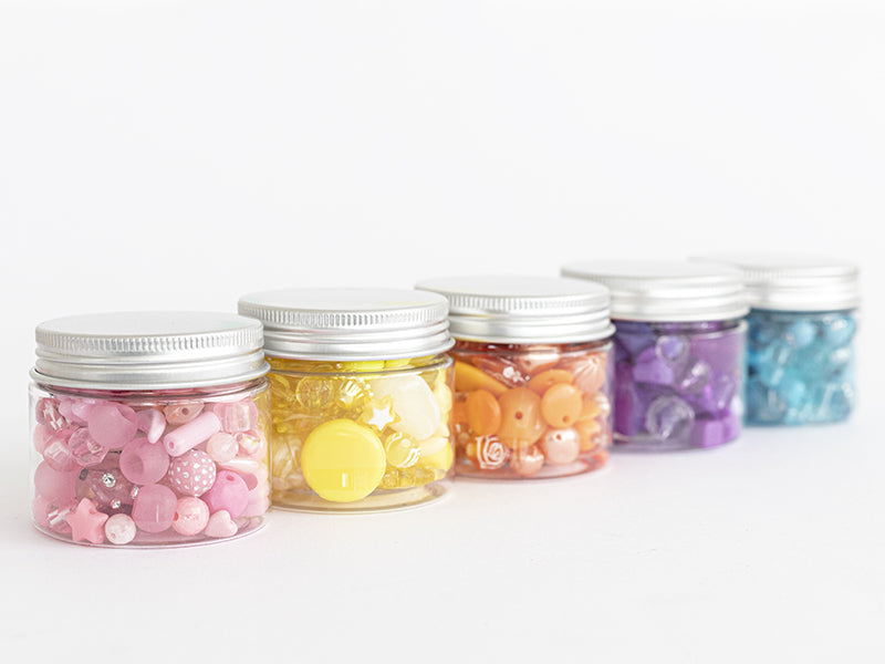 achat Pot de perles en plastique - nuances de violet
