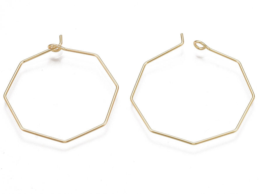 Achat Paire de boucles d'oreilles anneau octogonal - 31 x 28 x 0,8 mm - doré à l'or fin 18K