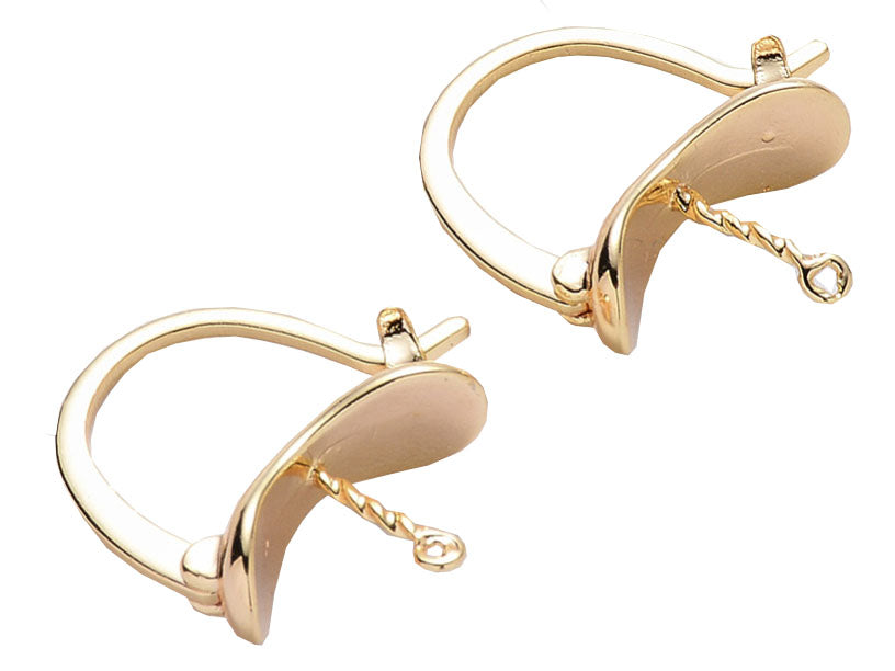 Achat Paire de boucles d'oreilles pour pierre ou perle - 17 x 14,5 mm - doré à l'or fin 18K