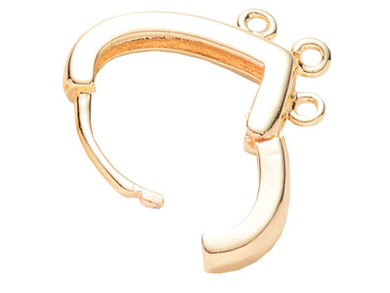 achat Paire de boucles d'oreilles huggies - forme triangle 3 anneaux  -  17 x 15 x 2,5 mm - doré à l'or fin 18K