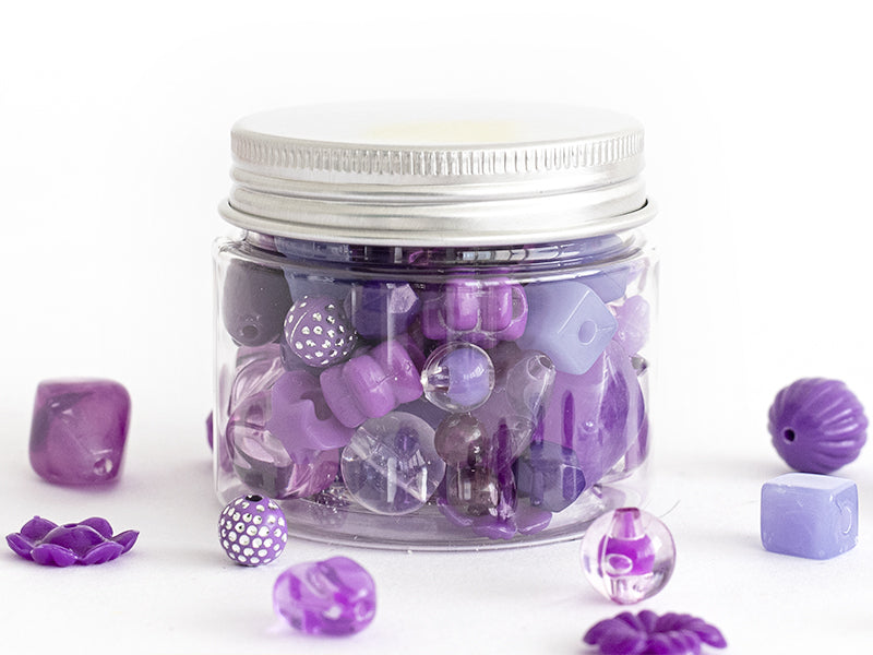 Achat Pot de perles en plastique - nuances de violet