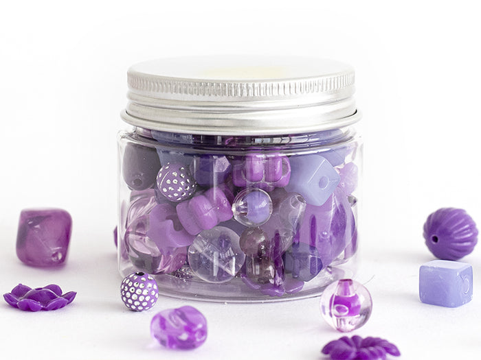 Achat Pot de perles en plastique - nuances de violet