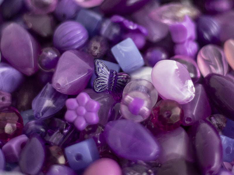 achat Pot de perles en plastique - nuances de violet