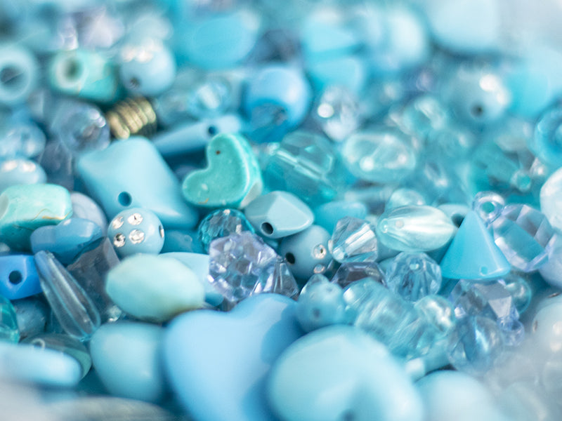 achat Pot de perles en plastique - nuances de bleu
