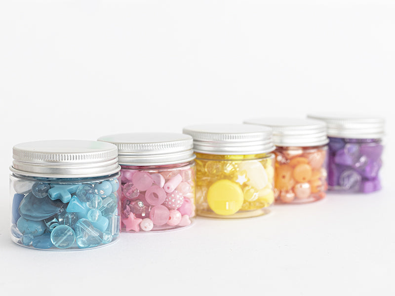 achat Pot de perles en plastique - nuances de bleu