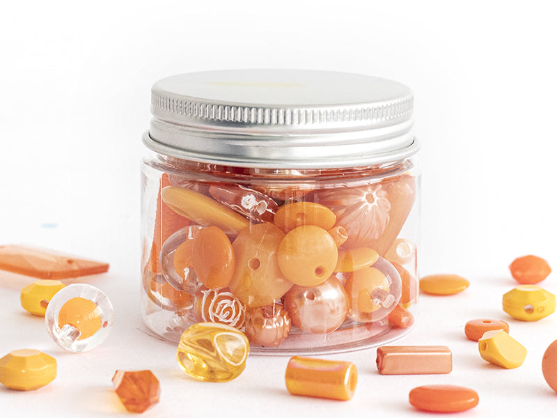 Achat Pot de perles en plastique - nuances d'orange