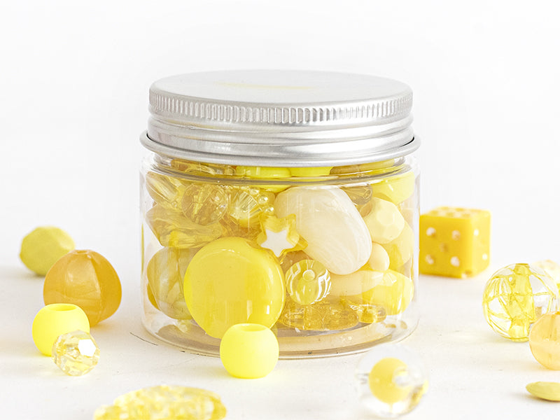 Achat Pot de perles en plastique - nuances de jaune