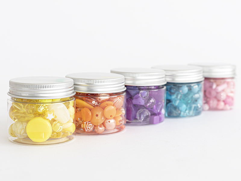 achat Pot de perles en plastique - nuances de jaune