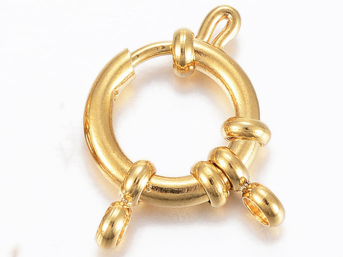 Achat Fermoirs à anneaux à ressort en acier inoxydable 304 - doré - 23 x 14 mm