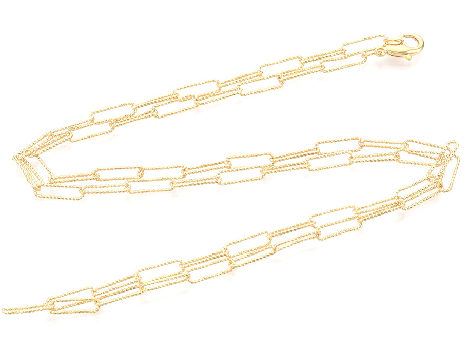 Achat Collier chaîne trombone texturée - 60,5 cm - 11,5 x 3,5 - doré à l'or fin 18K