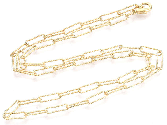Achat Collier chaîne  trombone texturée - 49,5 cm - 11,5 x 3,5 - doré à l'or fin 18K