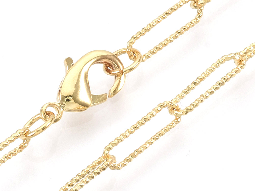 Achat Collier chaîne  trombone texturée - 49,5 cm - 11,5 x 3,5 - doré à l'or fin 18K