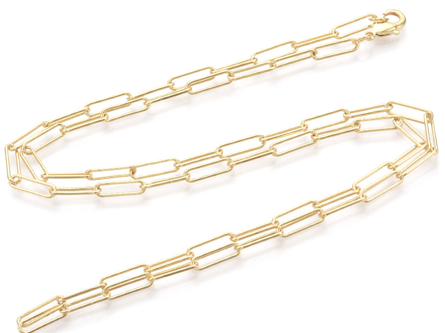 Achat Collier chaîne  trombone  - 62 cm - 12 x 3,5 - doré à l'or fin 18K