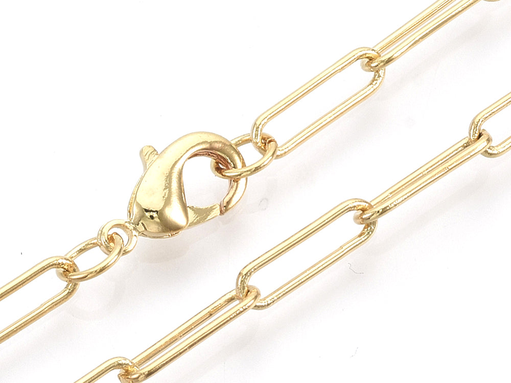 Achat Collier chaîne  trombone  - 62 cm - 12 x 3,5 - doré à l'or fin 18K
