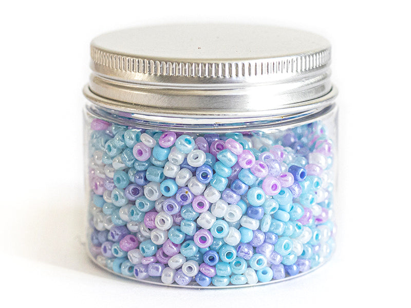 Achat Pot de 60 grammes de perles de rocailles 3mm - nuances de bleu