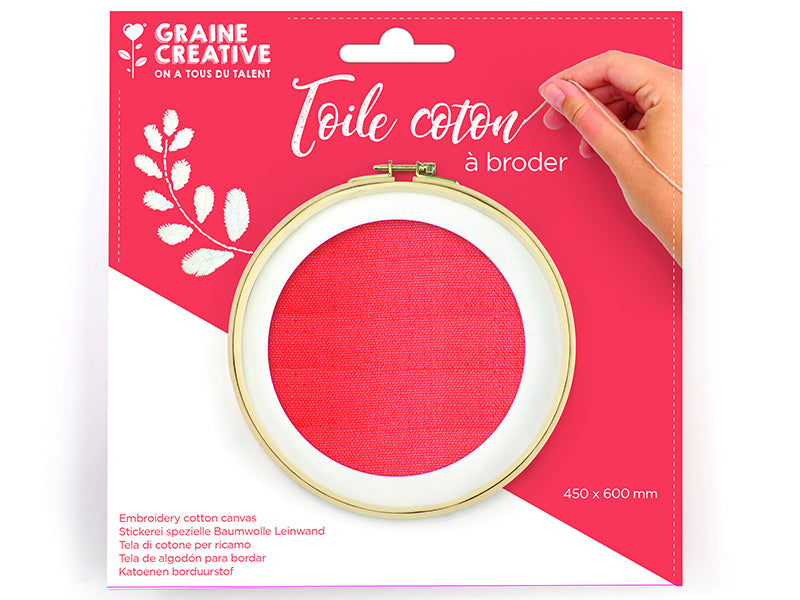 Achat Toile coton à broder - Fuchsia 45 x 60 cm