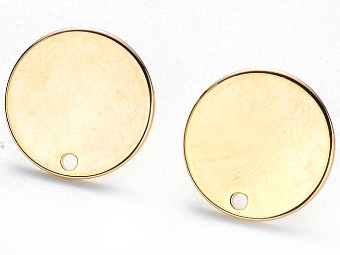 Achat Paire de boucles d'oreilles puces 18K - doré à l'or fin - 15 mm