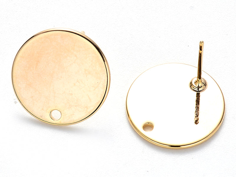 achat Paire de boucles d'oreilles puces 18K - doré à l'or fin - 15 mm