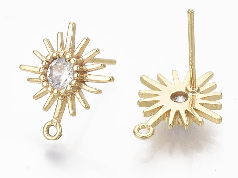 achat Paire de boucles d'oreilles soleil - doré à l'or fin 18K - 14 mm
