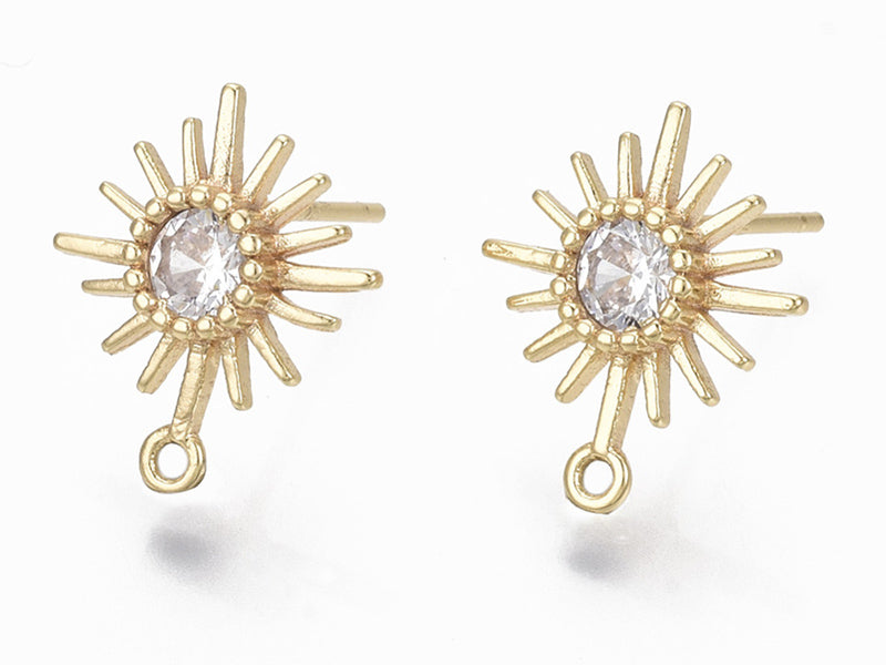 achat Paire de boucles d'oreilles soleil - doré à l'or fin 18K - 14 mm
