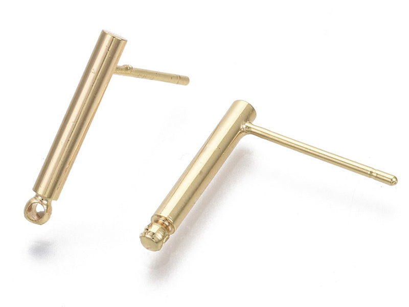 achat Paire de boucles d'oreilles - doré à l'or fin 18K - boucles longues 15 mm