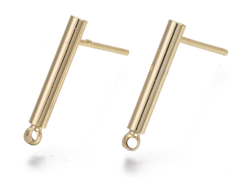 achat Paire de boucles d'oreilles - doré à l'or fin 18K - boucles longues 15 mm