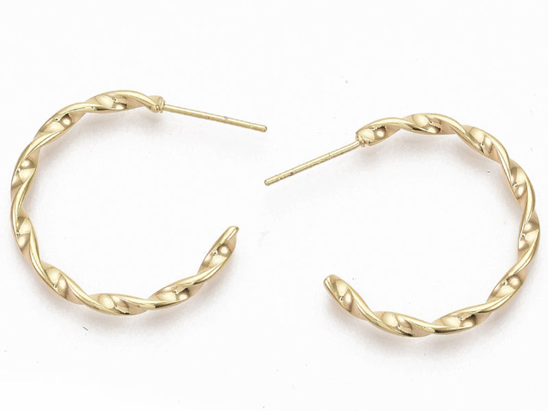 Achat Paire boucle d'oreilles créoles  fine torsade - doré à l'or fin 18K - 25 mm