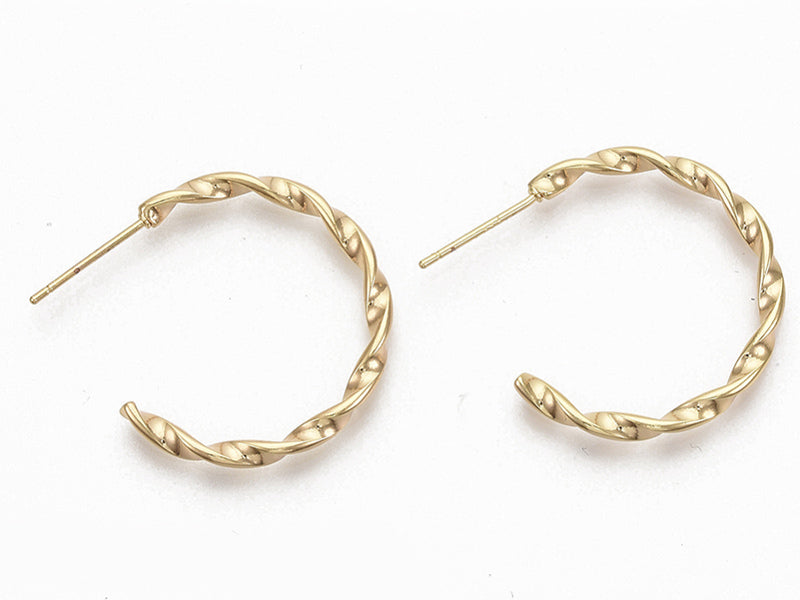 achat Paire boucle d'oreilles créoles  fine torsade - doré à l'or fin 18K - 25 mm