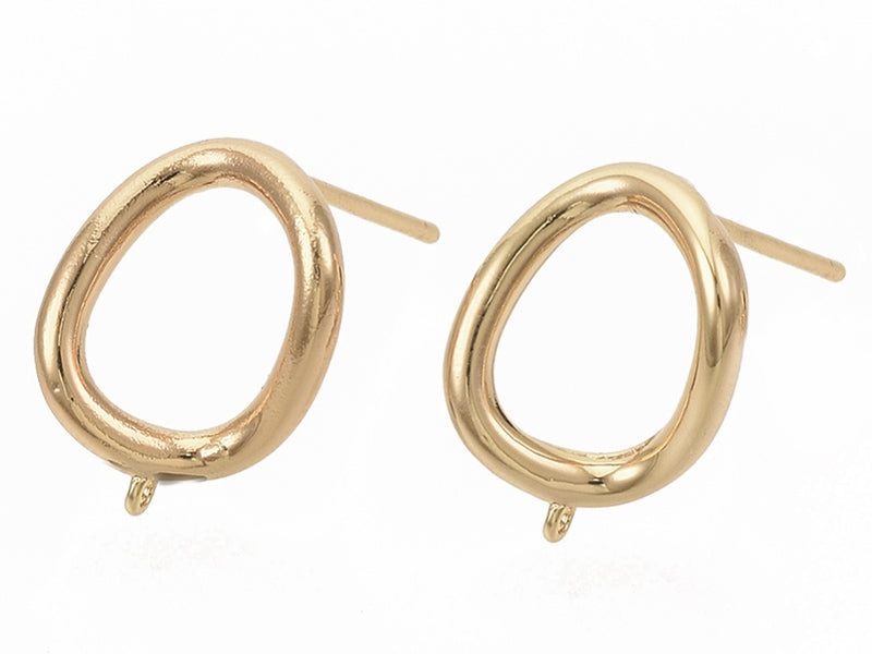 Achat Paire de boulcles d'oreilles cercle - doré à l'or fin 18K - 13 mm