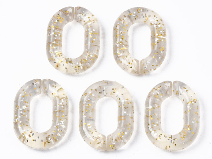 Achat 50  maillons ovales en plastique 19 x 14 mm - à connecter pour création de chaîne - transparent à paillettes