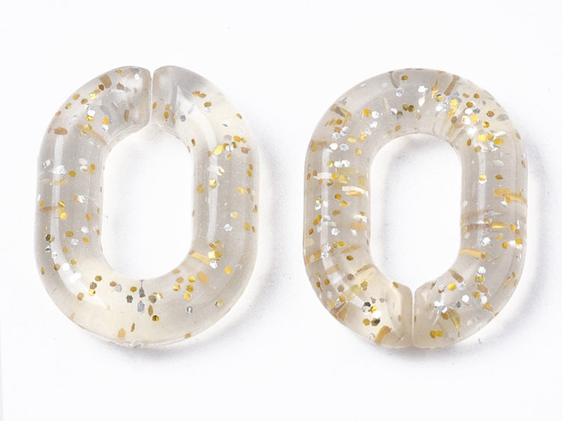 achat 50  maillons ovales en plastique 19 x 14 mm - à connecter pour création de chaîne - transparent à paillettes