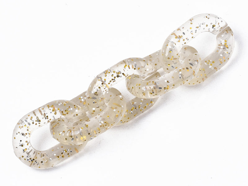 achat 50  maillons ovales en plastique 19 x 14 mm - à connecter pour création de chaîne - transparent à paillettes