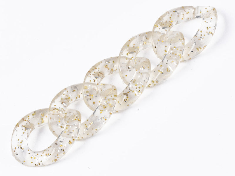 Achat 50  maillons en plastique 23 x 16 mm - à connecter pour création de chaîne - transparent à paillettes