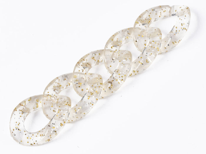 Achat 50  maillons en plastique 23 x 16 mm - à connecter pour création de chaîne - transparent à paillettes