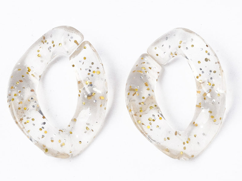 achat 50  maillons en plastique 23 x 16 mm - à connecter pour création de chaîne - transparent à paillettes