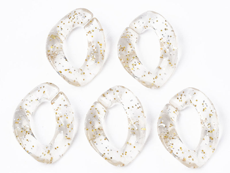 achat 50  maillons en plastique 23 x 16 mm - à connecter pour création de chaîne - transparent à paillettes
