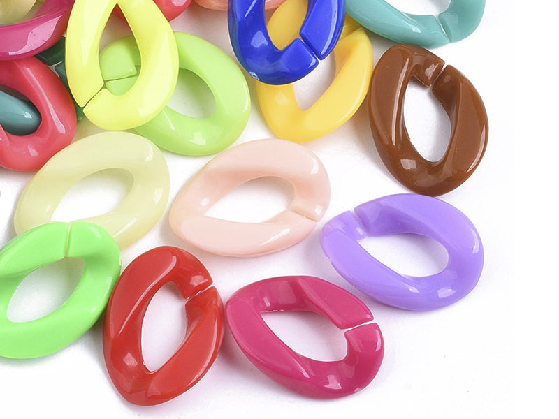 Achat 20  maillons en plastique 23 x 16 mm - à connecter pour création de chaîne - mix multicolore