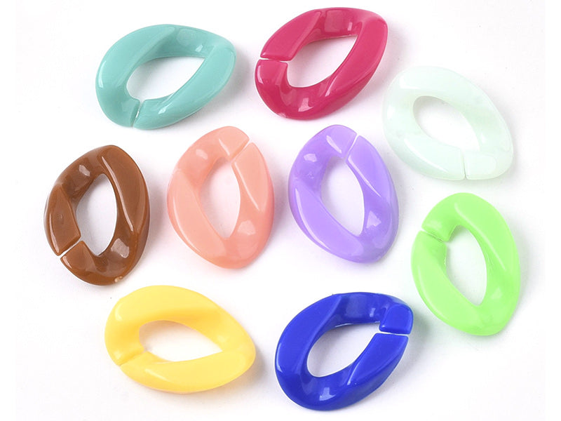 achat 20  maillons en plastique 23 x 16 mm - à connecter pour création de chaîne - mix multicolore