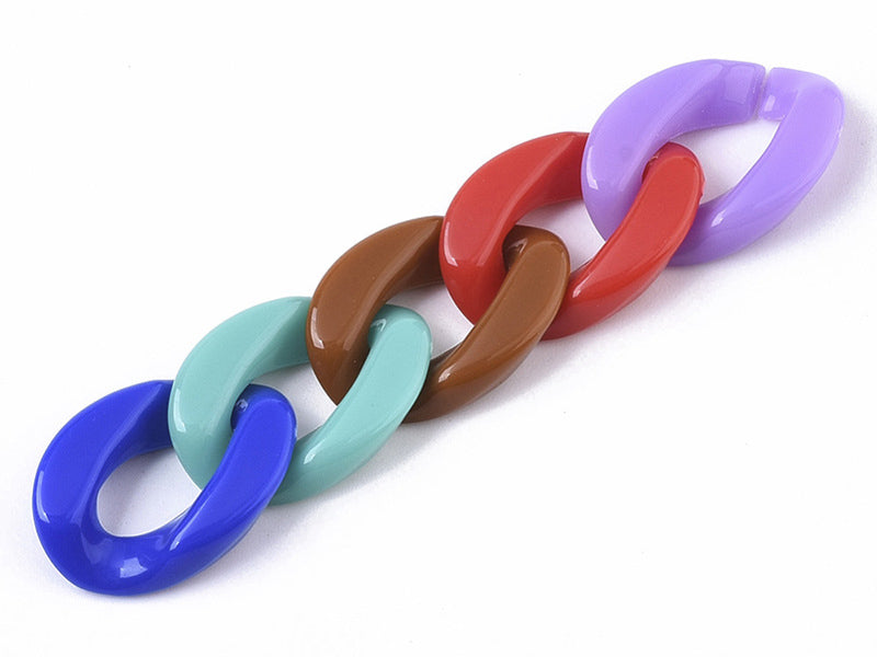 achat 20  maillons en plastique 23 x 16 mm - à connecter pour création de chaîne - mix multicolore
