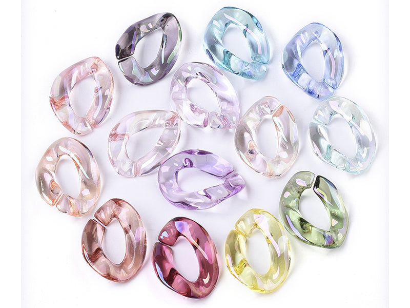 achat 50 maillons en plastique 22 x 16 mm - à connecter pour création de chaîne - transparent irisé