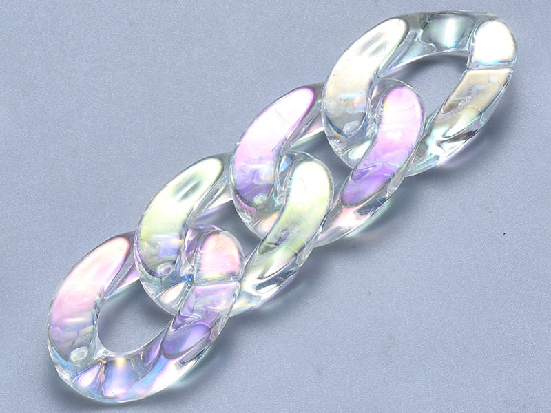 Achat 50 grands maillons en plastique 30 x 21 mm - à connecter pour création de chaîne - blanc nacré et irisé